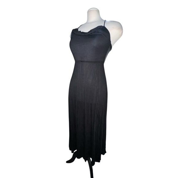 Halara Ribbed Cowl Neck Backless Crisscross Lace Up Split Midi Party Dress Sz Sm - Picture 7 of 14